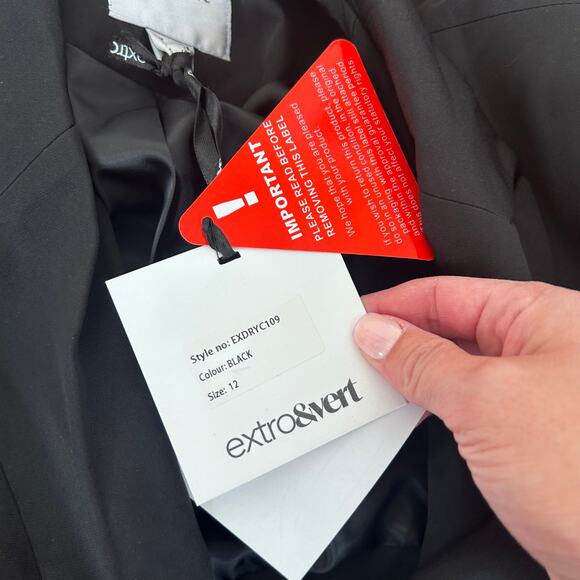 Extro & Vert Black Twist Front Blazer Skirt Dress Sz 12 - Picture 7 of 11